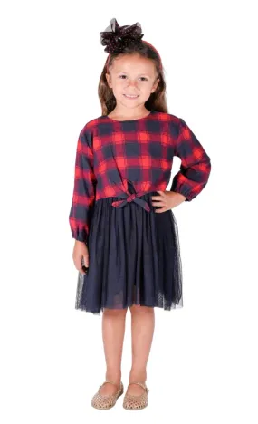 Little Girl's Buffalo Plaid Tulle Dress