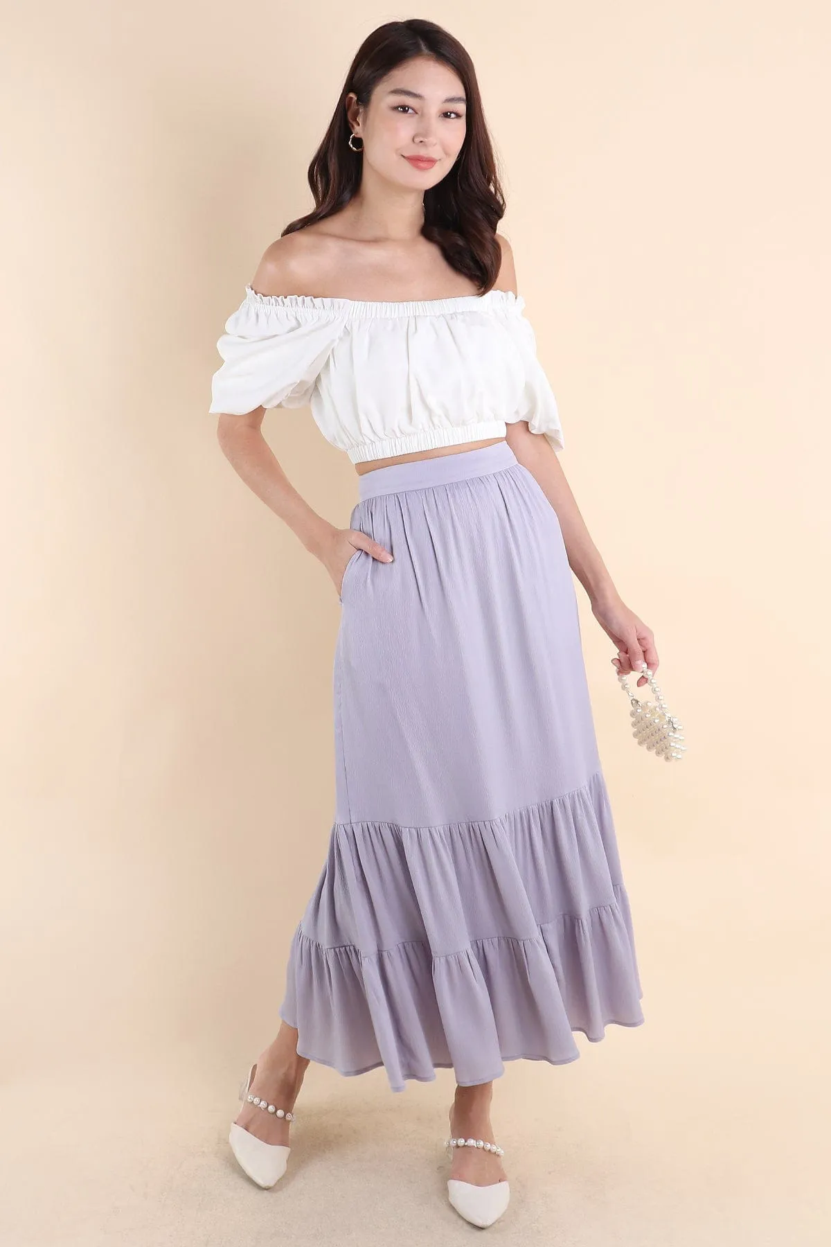 LUMIERE CASCADE SKIRT IN PERIWINKLE