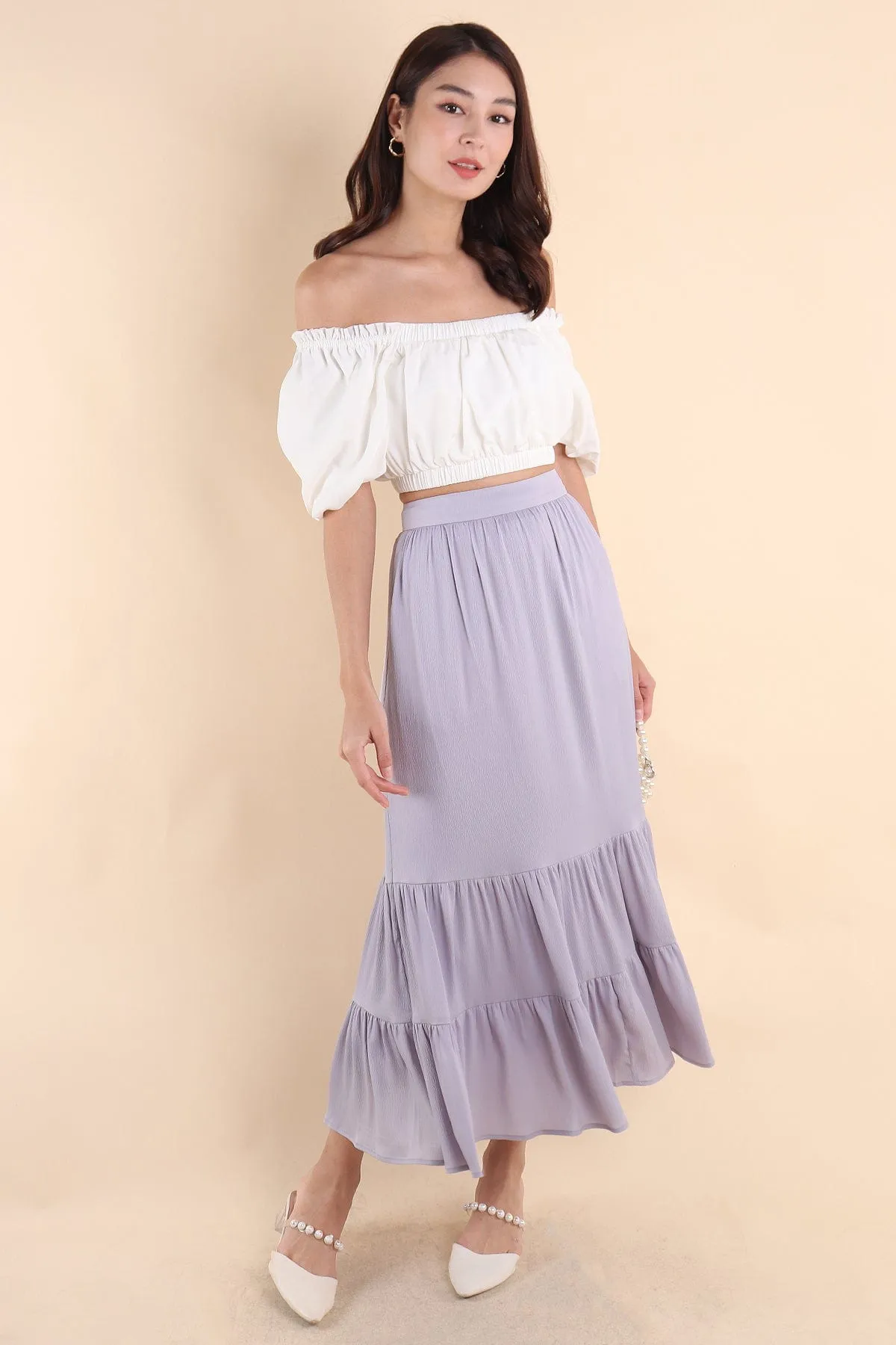 LUMIERE CASCADE SKIRT IN PERIWINKLE