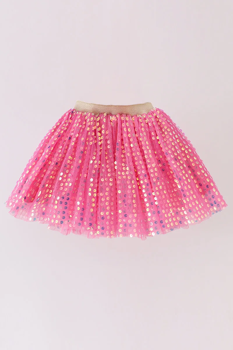 Magenta sequin tulle tutu skirt