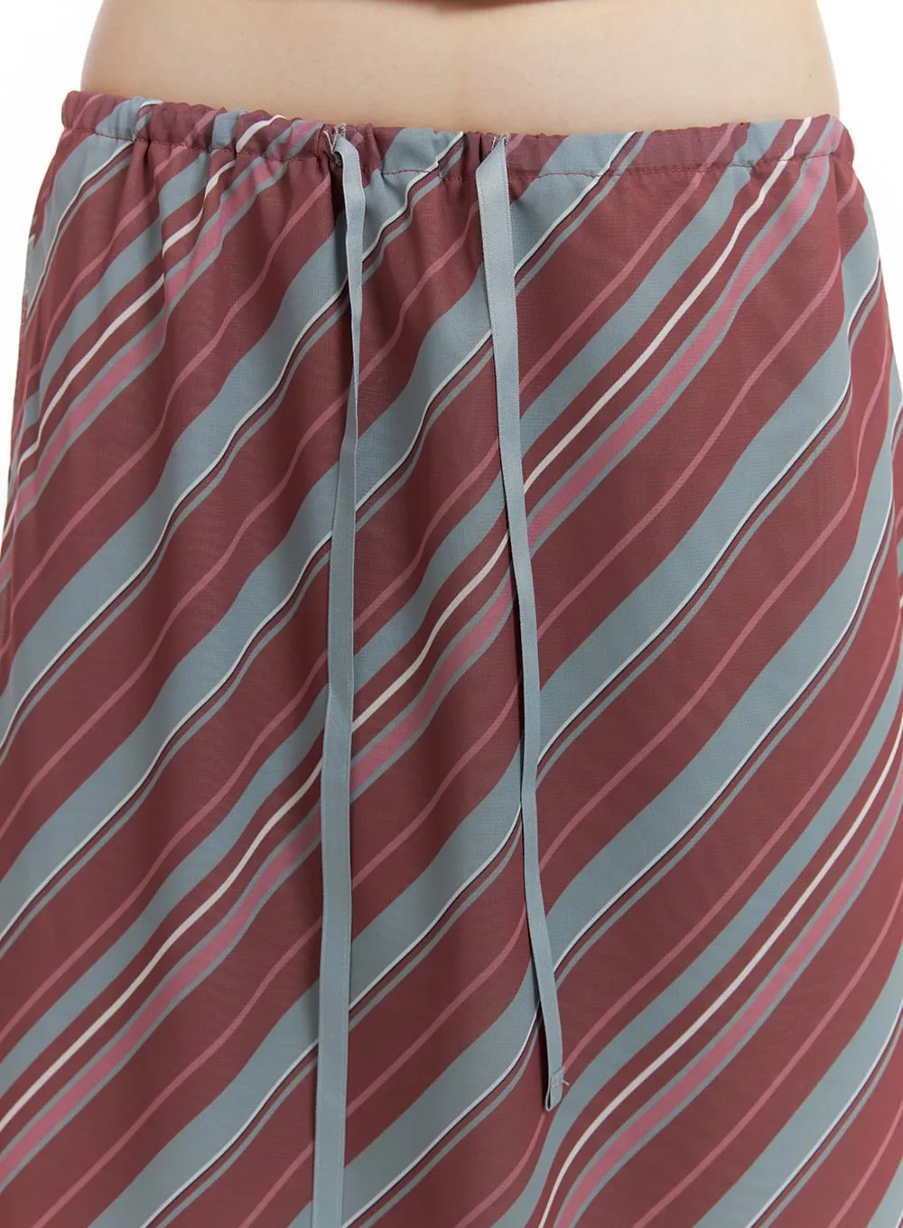 Mesh Striped Midi Skirt CA411