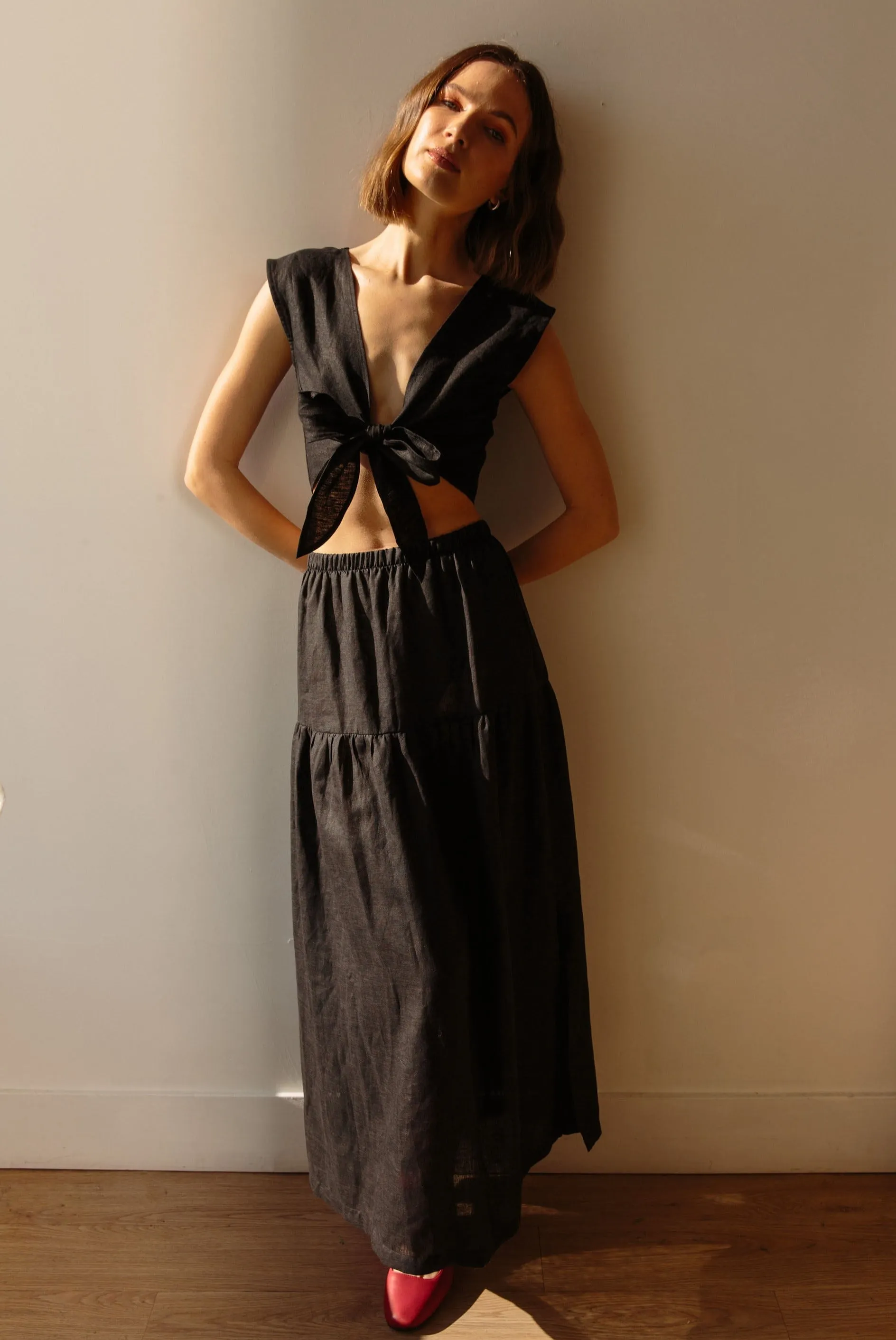 Millie Skirt/Dress in Black Linen