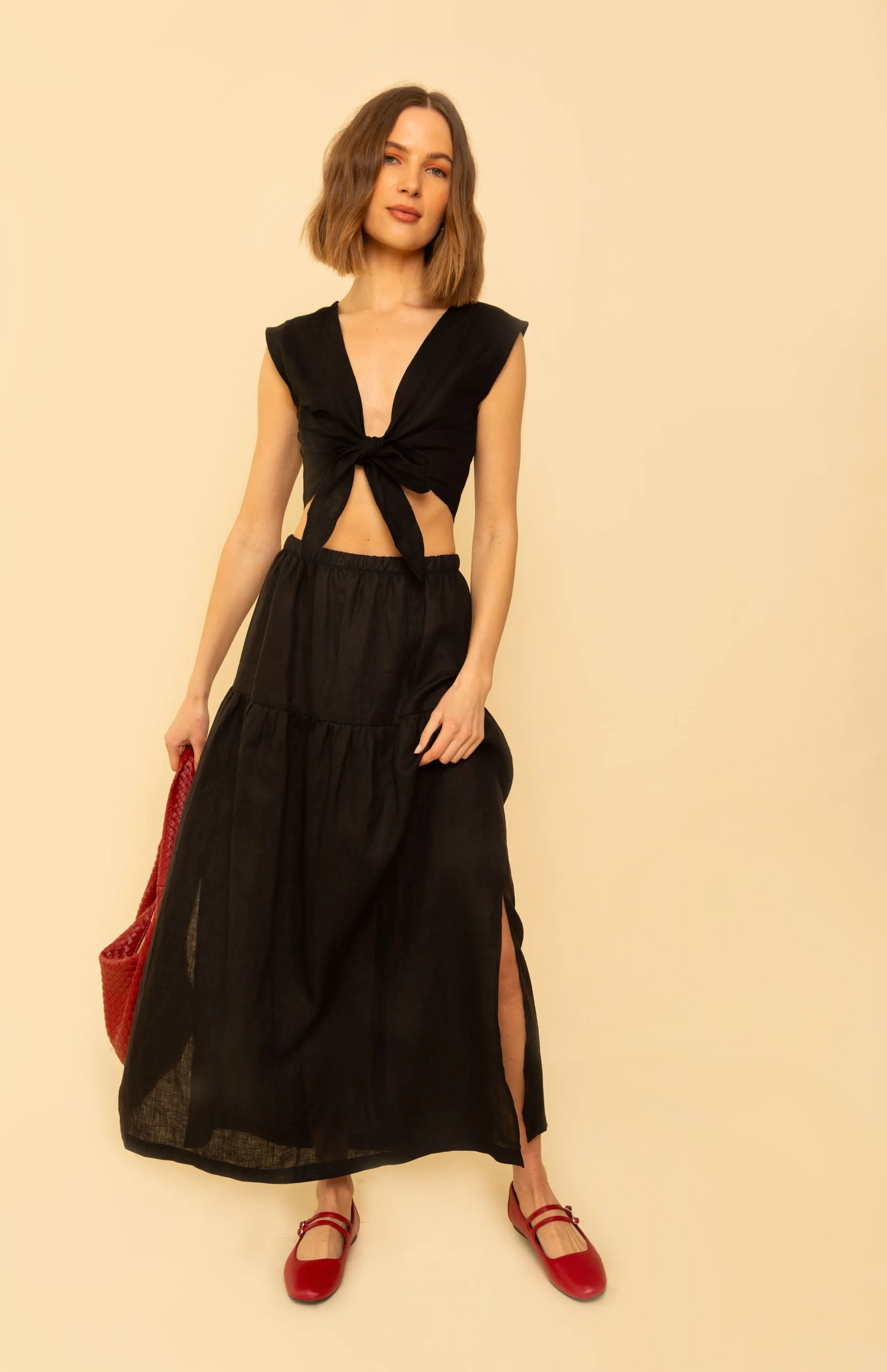 Millie Skirt/Dress in Black Linen