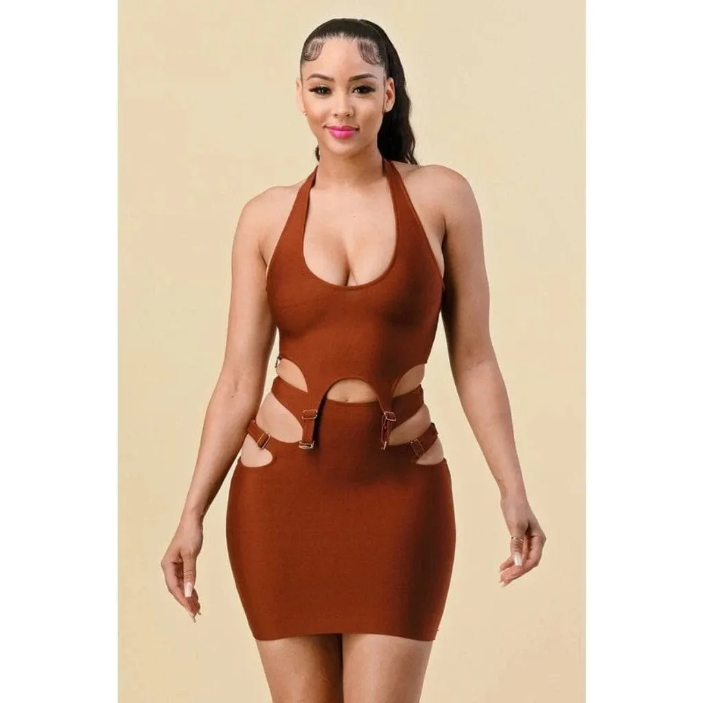 Missing Bae I'm Glowing Skirt Set - Brown