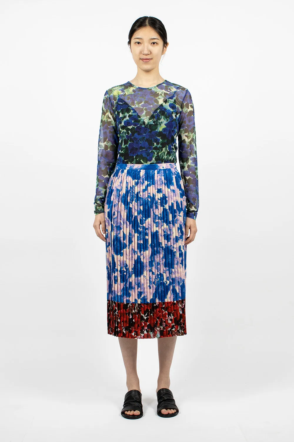 Mixed Floral Skirt Blue