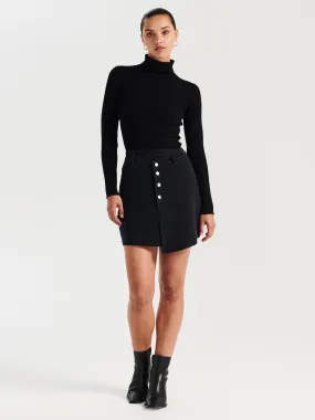 Monique Asymmetric Mini Skirt - Washed Black