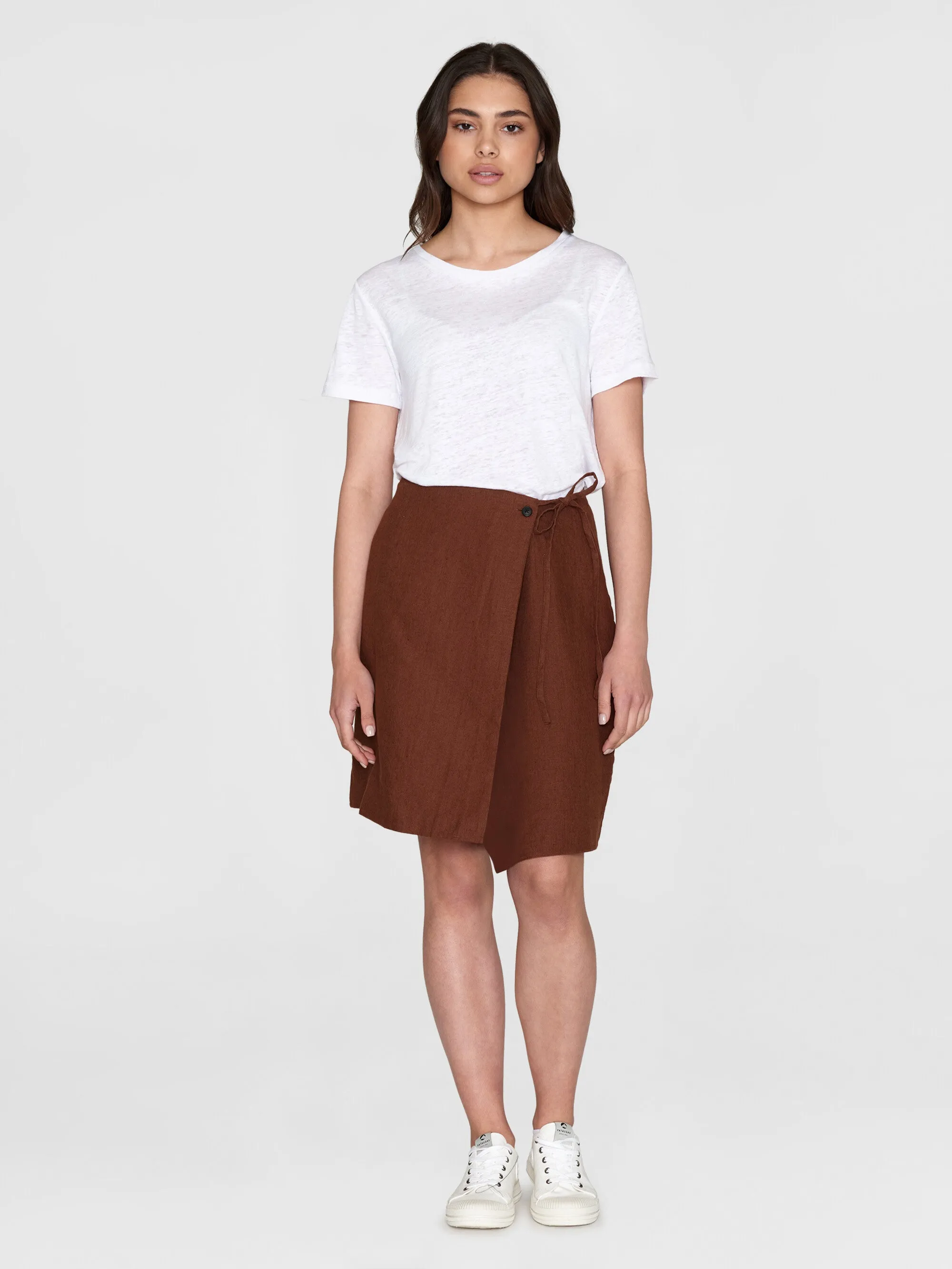 Natural linen wrap skirt - Tiramisu