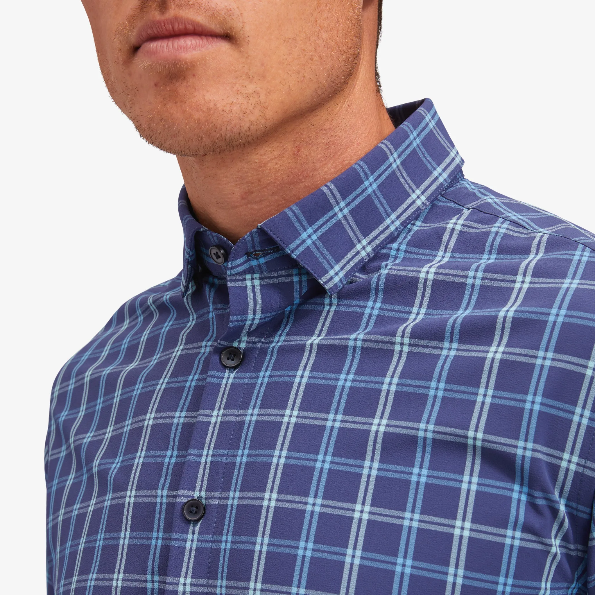 Navy Aqua Windowpane Plaid