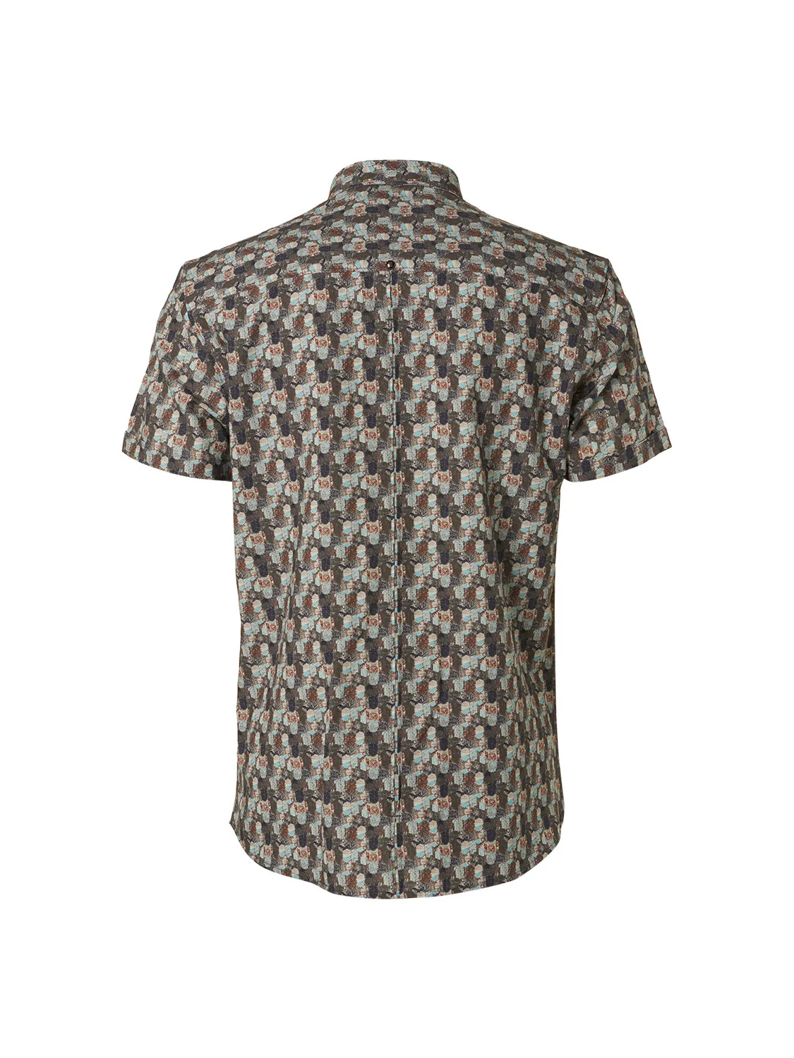 No Excess - Short Sleeved Printed Shirt - Light Aqua