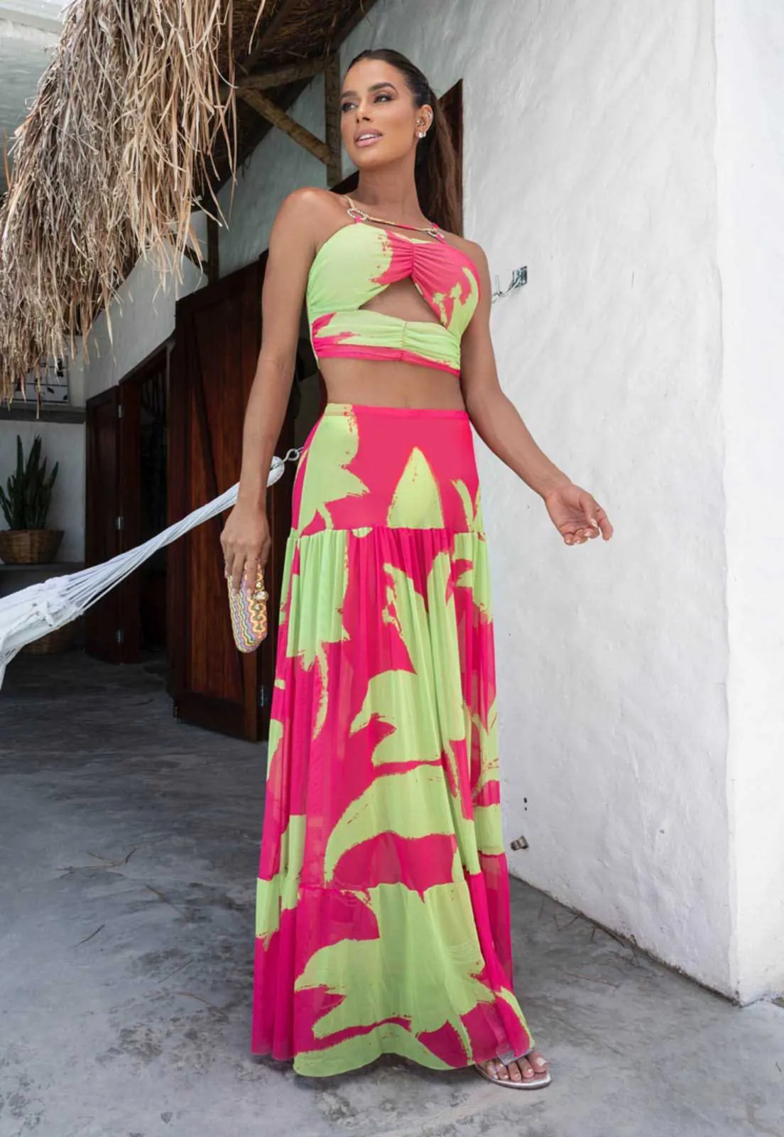 O-Ring Crop & Maxi Skirt Set