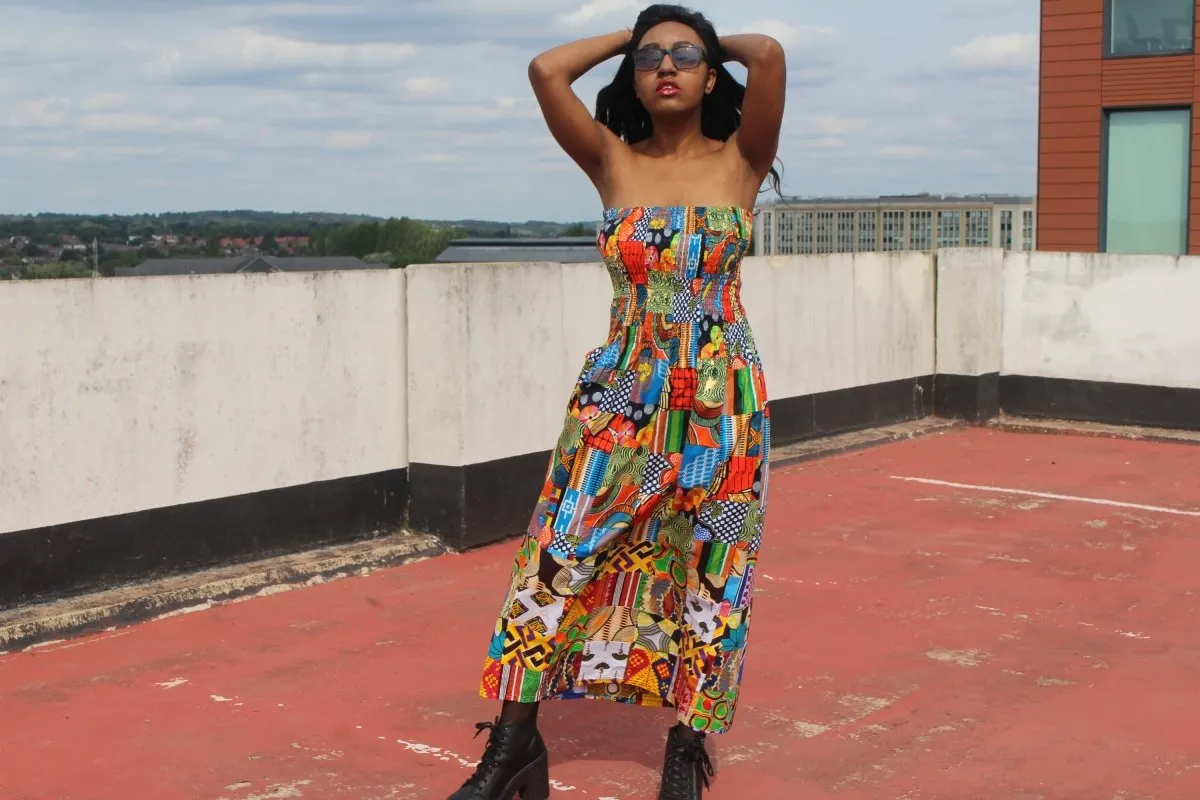 Patchwork Dress in Ankara Print - Festival Dress