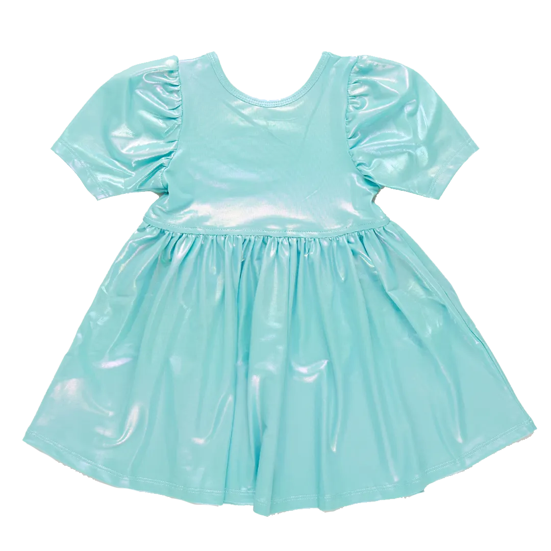 Pink Chicken Girls Laurie Dress - Turquoise Lame