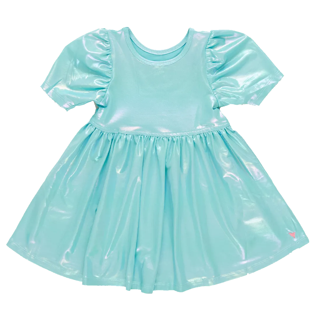 Pink Chicken Girls Laurie Dress - Turquoise Lame