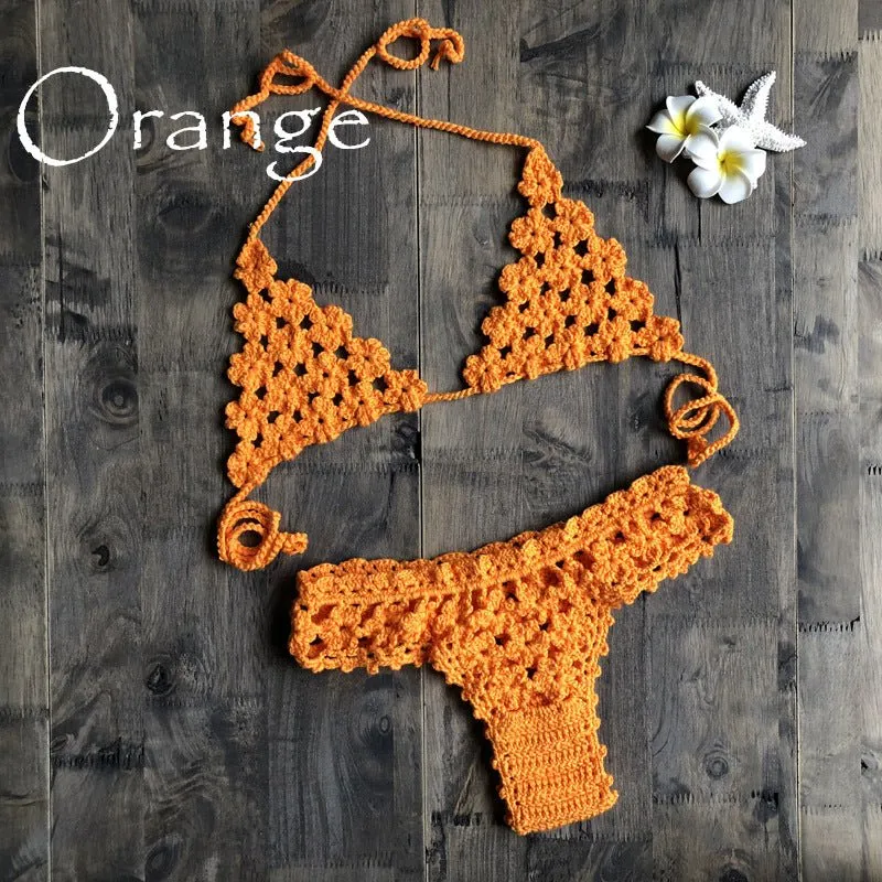 Popular Hand Crocheting Knitted Swimsuit Sexy Hand-Woven Bikini Set