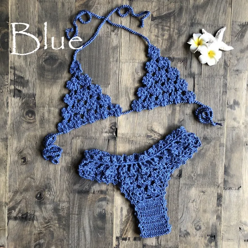 Popular Hand Crocheting Knitted Swimsuit Sexy Hand-Woven Bikini Set