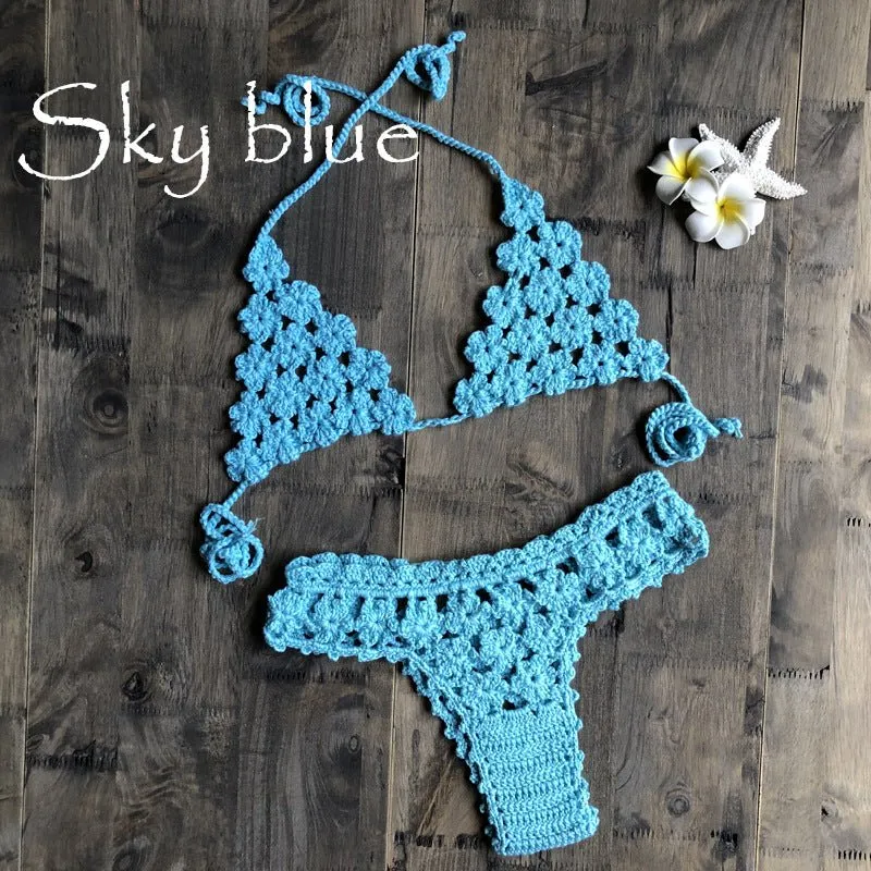 Popular Hand Crocheting Knitted Swimsuit Sexy Hand-Woven Bikini Set