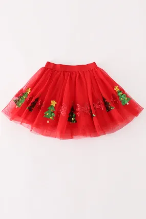 Red gingerbread sequin tutu skirt