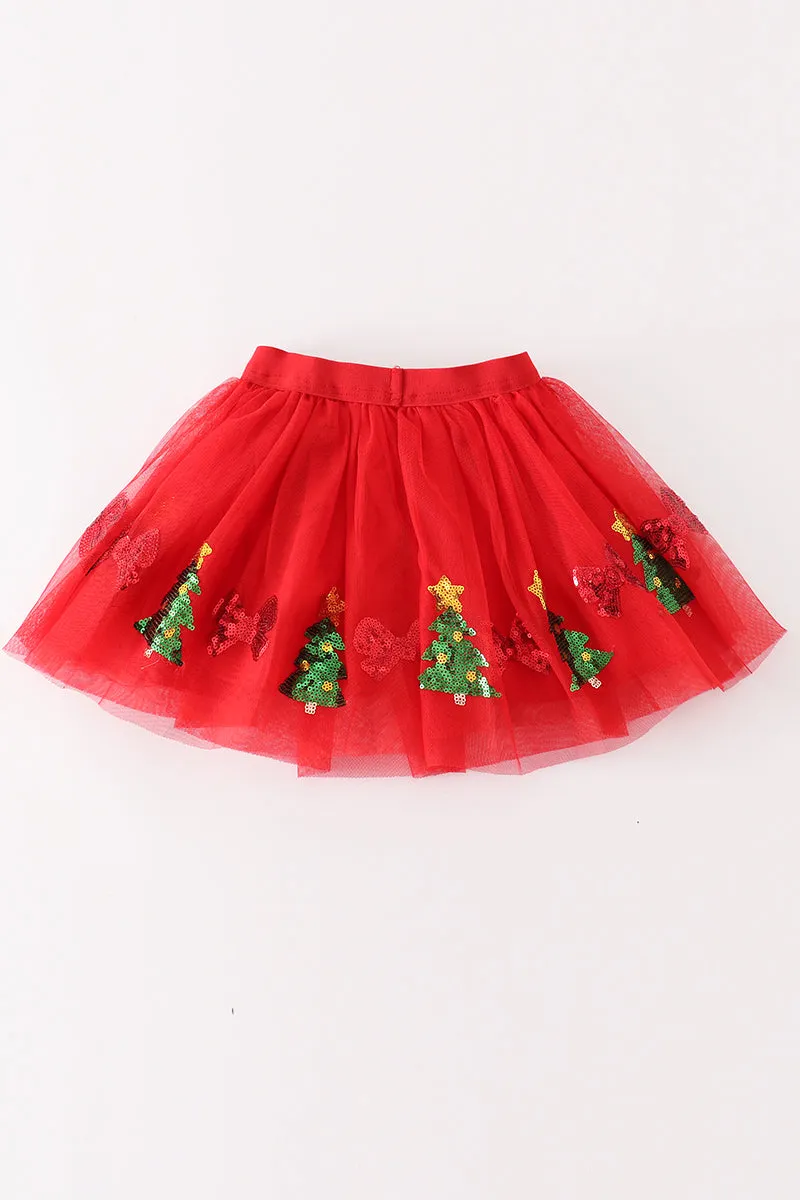 Red gingerbread sequin tutu skirt