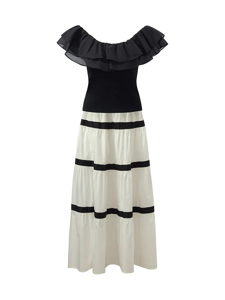 Ruffle Top And Tiered Maxi Skirt Two-Piece Set