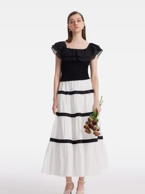 Ruffle Top And Tiered Maxi Skirt Two-Piece Set