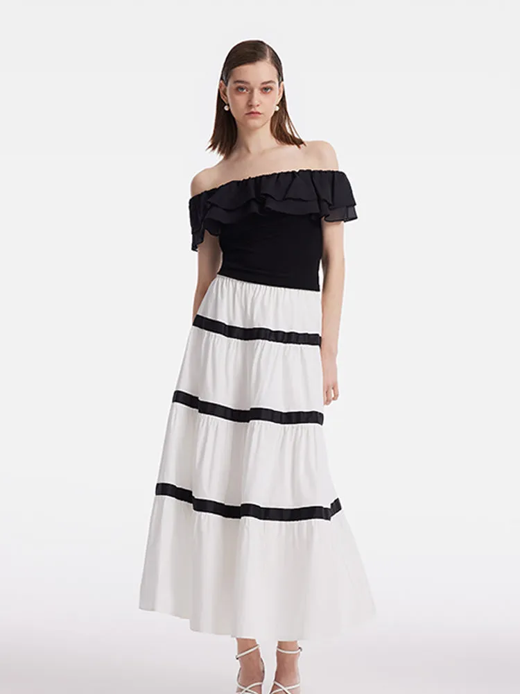 Ruffle Top And Tiered Maxi Skirt Two-Piece Set