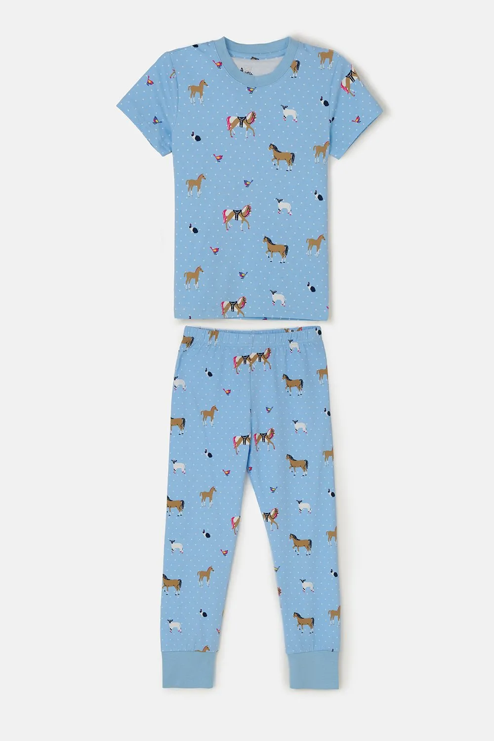 Short Sleeved Pyjamas - Blue Animal Print