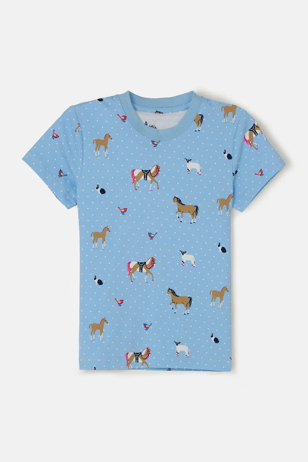 Short Sleeved Pyjamas - Blue Animal Print