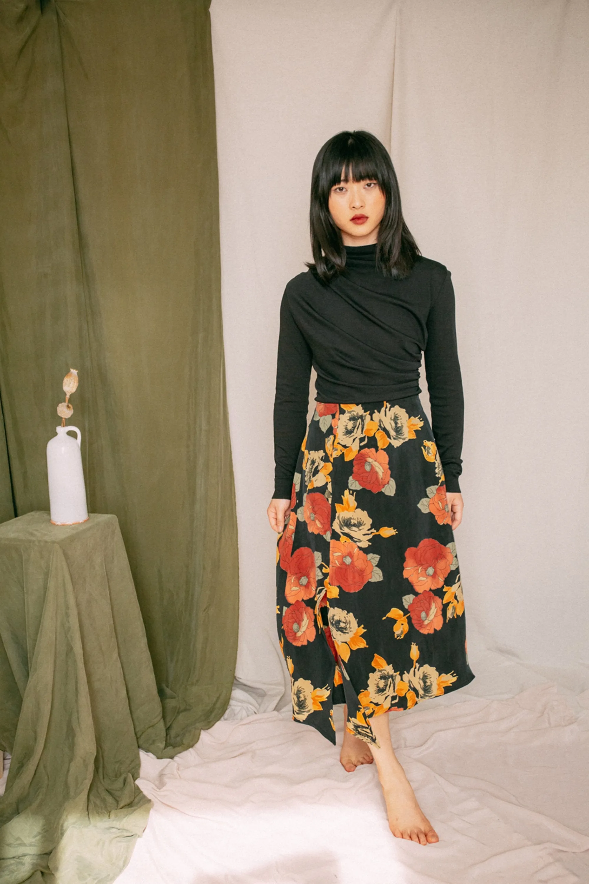 slip skirt floral print