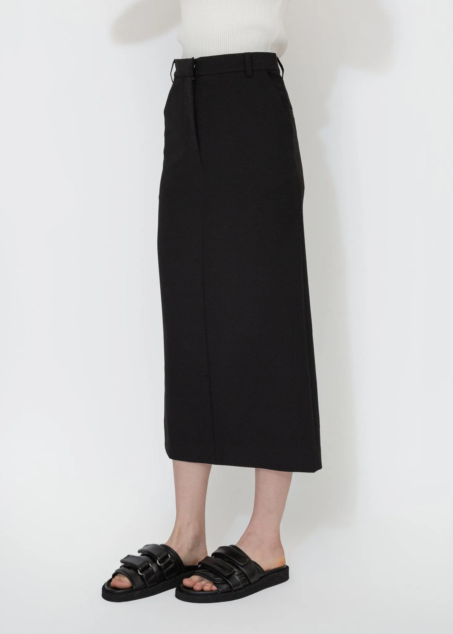 Split Back Midi Skirt in Black