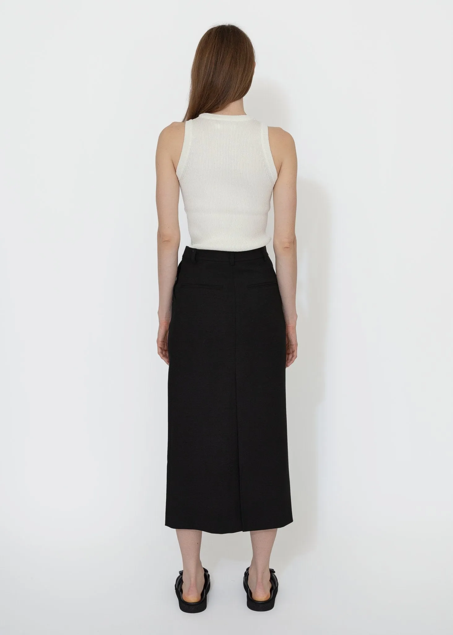 Split Back Midi Skirt in Black