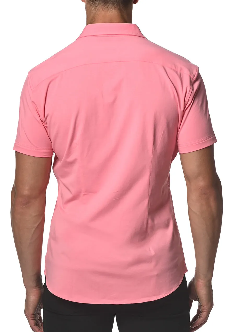 Stretch Jersey Knit Short Sleeved Shirt (Bubble Gum)