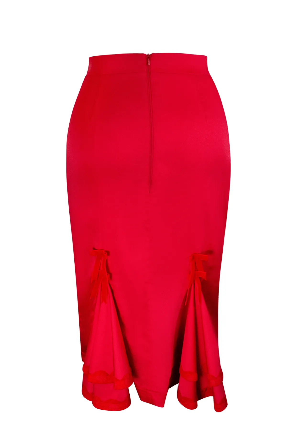 Tea Rose Wiggle Skirt (Red)