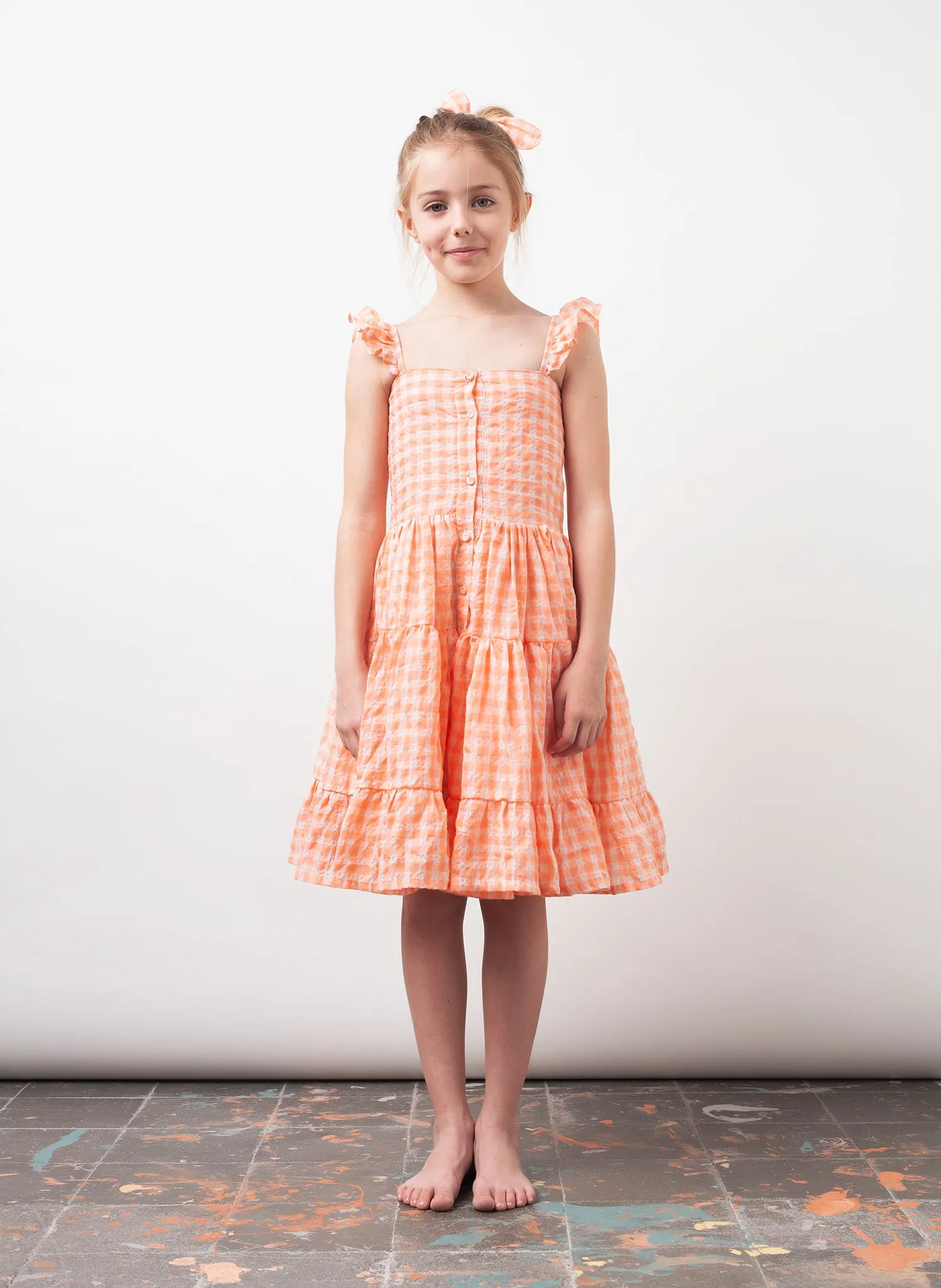 tocoto vintage Checker Print Girls Dress in Pink