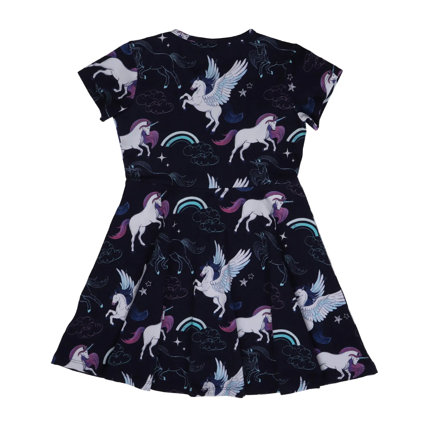 Walkiddy Unicorns & Pegasuses Short Sleeved Skater Dress